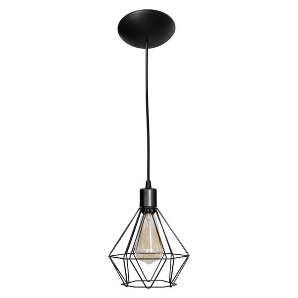 Imagem de Lustre Pendente Aramado Diamante Preto Pendente Teto