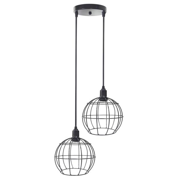 Imagem de Lustre Pendente Aramado Duplo Globo Cabo Regulável Luminária Agp Ilumini