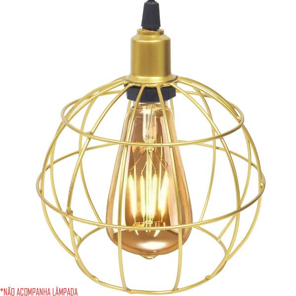 Lustre Pendente Aramado Duplo Globo Dourado Cabo Regulável Luminária Agp Ilumini Imagem de Lustre Pendente Aramado Duplo Globo Dourado Cabo Regulável Luminária Agp Ilumini