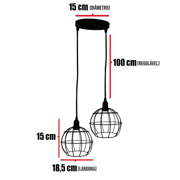 Lustre Pendente Aramado Duplo Globo Dourado Cabo Regulável Luminária Agp Ilumini Imagem de Lustre Pendente Aramado Duplo Globo Dourado Cabo Regulável Luminária Agp Ilumini