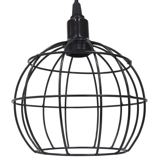 Imagem de Lustre Pendente Aramado Duplo Globo Preto Cabo Regulável Luminária Agp Ilumini