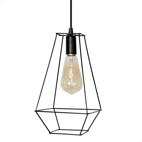 Imagem de Lustre Pendente Aramado Soft Duplo Canopla Redonda - Preto