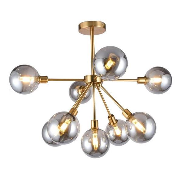 Imagem de Lustre Pendente Astro Fumê/Dourado 9 Lâmpada G9 Or1185