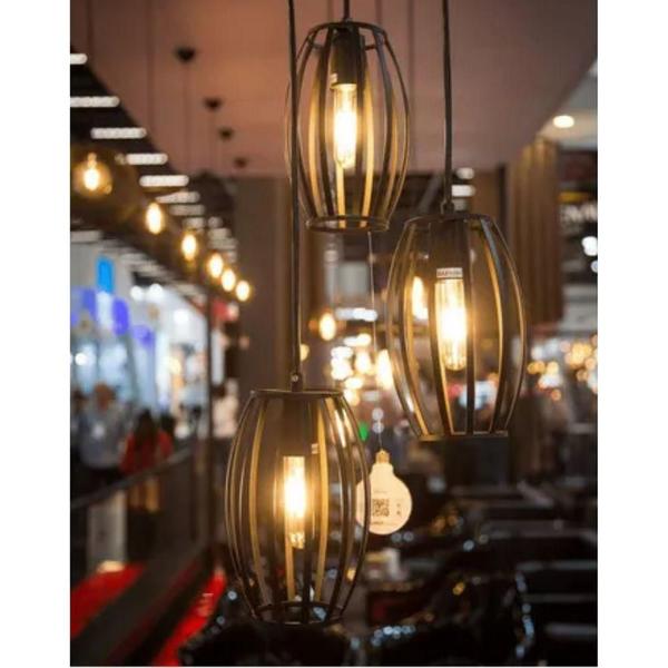 Lustre Pendente Avant Dolium Aço 3xE27 Preto Fosco Imagem de Lustre Pendente Avant Dolium Aço 3xE27 Preto Fosco