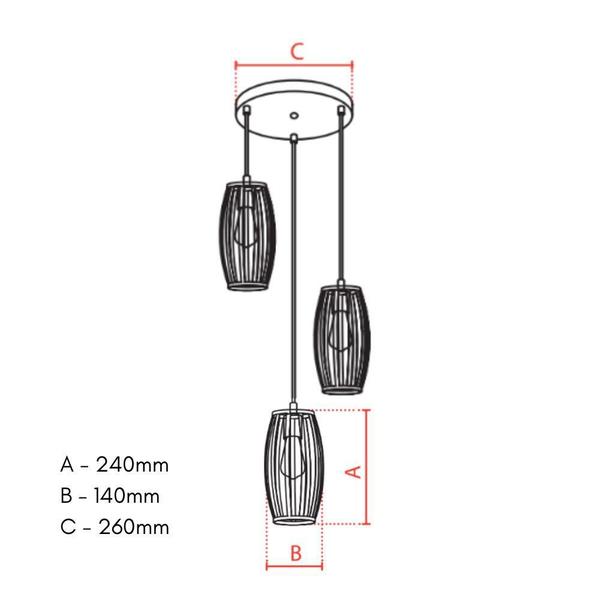 Lustre Pendente Avant Dolium Aço 3xE27 Preto Fosco Imagem de Lustre Pendente Avant Dolium Aço 3xE27 Preto Fosco