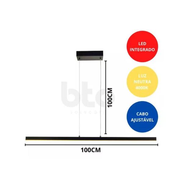 Imagem de Lustre Pendente Avant Hasta Recta Led 4000k Branco Fosco