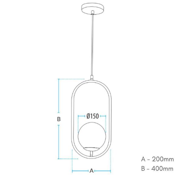 Imagem de Lustre Pendente Avant Perola Arco 1xG45 Preto Fosco