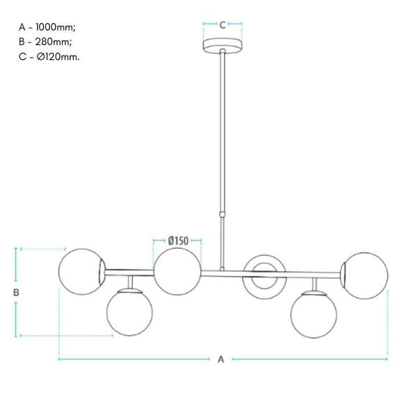 Imagem de Lustre Pendente Avant Perola Constelação 6xG45 Preto Fosco