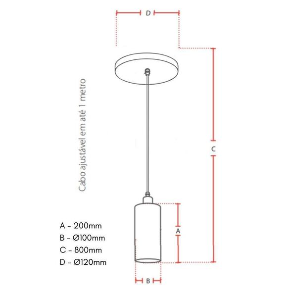 Imagem de Lustre Pendente Avant Primus Smooth Vidro Fosco 1xE27 Preto