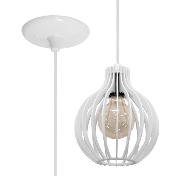 Imagem de Lustre Pendente Balli Canopla Redonda Branco PVC 110/220 SKU:D61-0975