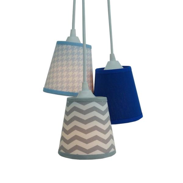 Imagem de Lustre Pendente Bebê Chevron, Pied Poule e Azul Royal