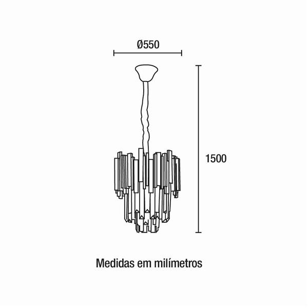 Imagem de Lustre Pendente Blumenau Midas Redondo 55 E14 Bivolt Dourado