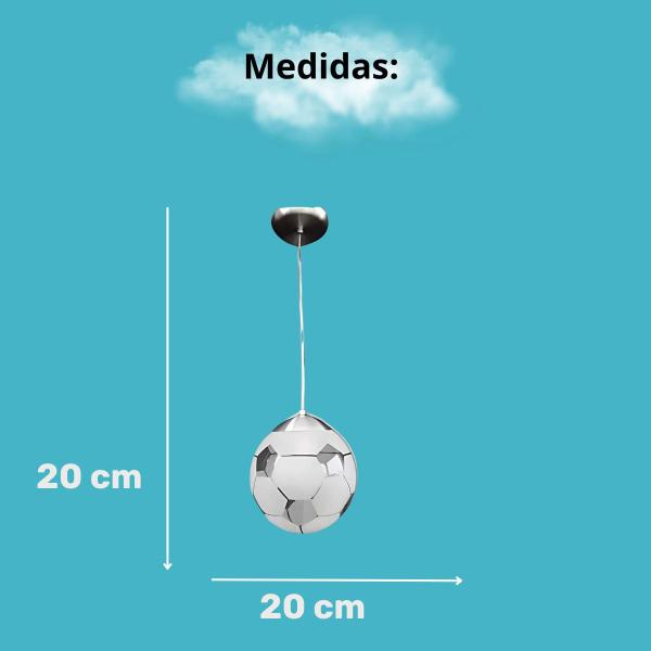 Imagem de Lustre Pendente Bola De Futebol Para Quarto Infantil 20x20