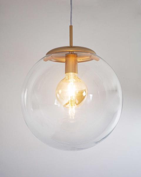 Imagem de Lustre Pendente Bola Globo 30cm Transparente Cobre 363