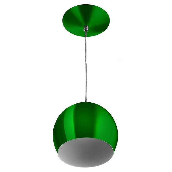 Imagem de Lustre Pendente Bola Pequena Alumínio 15cm Verde Metalico