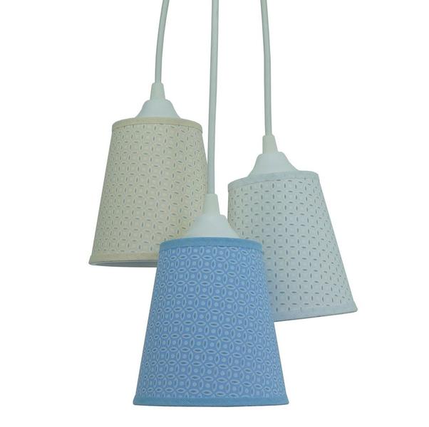 Imagem de Lustre Pendente Cacho Candy Bege, Branco e Azul Arabescos