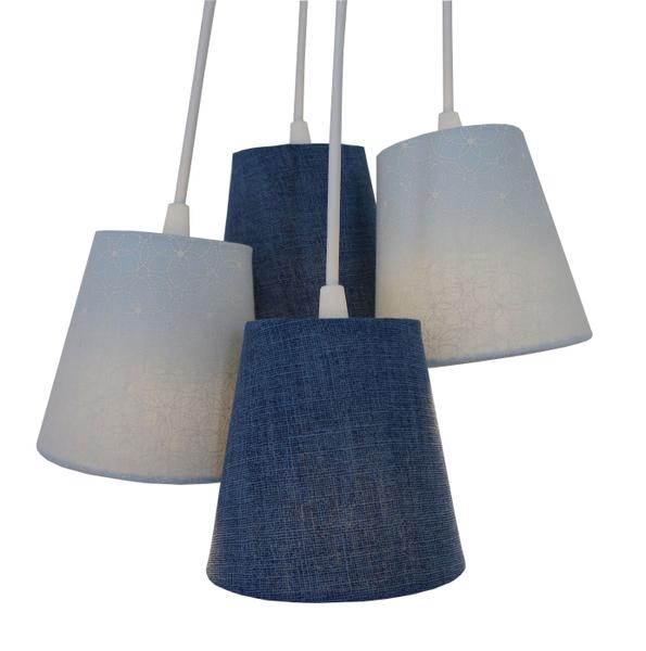 Imagem de Lustre Pendente Cacho Jeans 4 Cúpulas Azul