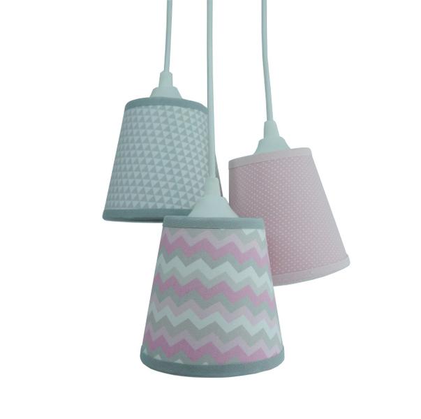 Imagem de Lustre Pendente Cacho Menina Cor de Rosa Chevron