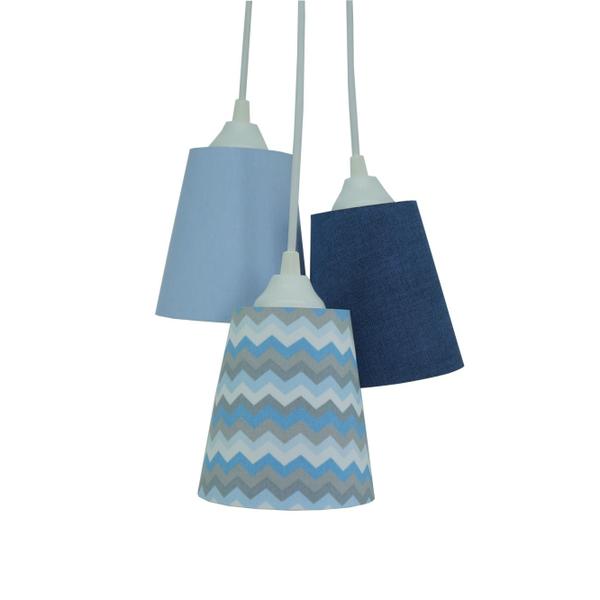 Imagem de Lustre Pendente Cacho Menino Azul Chevron e Jeans