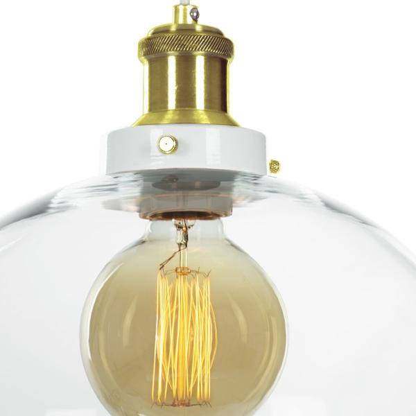 Imagem de Lustre Pendente Château Bola Grande Vidro Branco c/ Gold 30