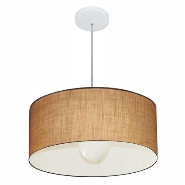 Imagem de Lustre Pendente Cilíndrico 4052 Cúpula em Tecido 50x21cm Palha - Bivolt