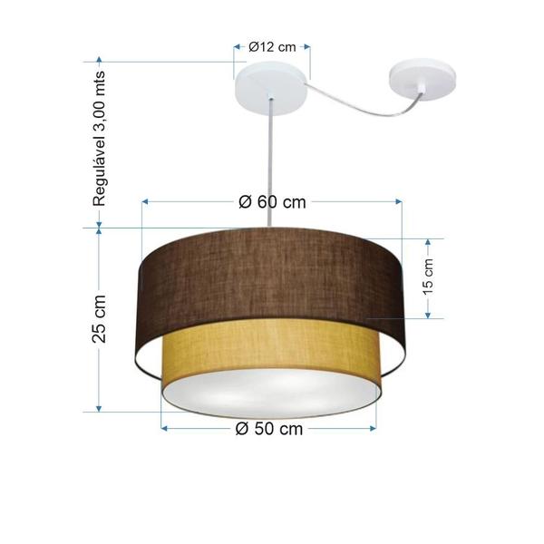 Imagem de Lustre Pendente Cilíndrico Com Desvio Café e Palha MJ-4368 Para Mesa de Jantar e Estar