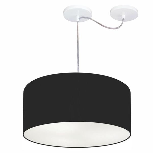 Imagem de Lustre Pendente Cilíndrico Com Desvio De Centro Md-4151 Cúpula em Tecido 50x25cm Preto - Bivolt