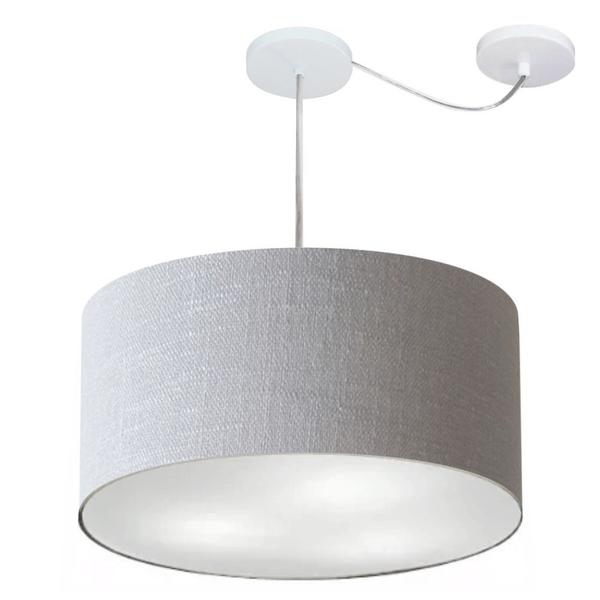 Imagem de Lustre Pendente Cilíndrico Com Desvio de Centro Vivare Md-4251 Cúpula em Tecido 50x30cm - Bivolt