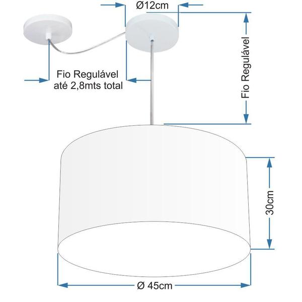 Imagem de Lustre Pendente Cilíndrico Com Desvio Md-4229 Cúpula em Tecido 45x30cm Palha - Bivolt