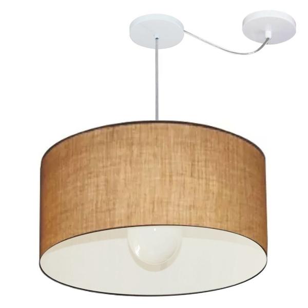 Lustre Pendente Cilíndrico Com Desvio Md-4232 Cúpula em Tecido 55x25cm Palha - Bivolt - Vivare Imagem de Lustre Pendente Cilíndrico Com Desvio Md-4232 Cúpula em Tecido 55x25cm Palha - Bivolt