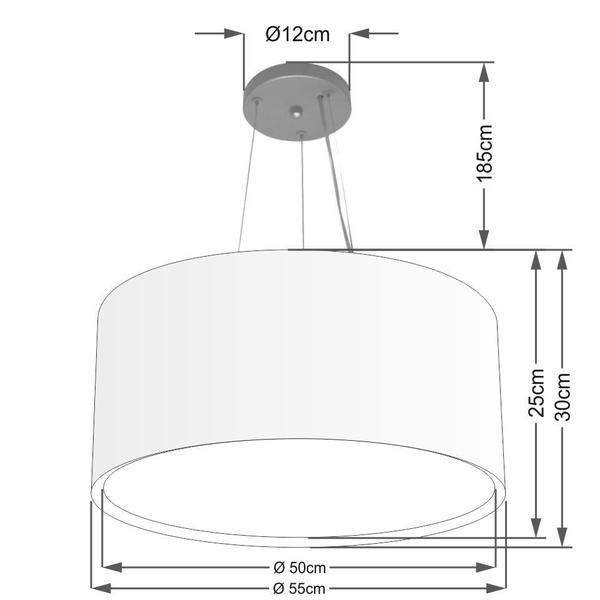 Imagem de Lustre Pendente Cilíndrico Duplo Vivare Md-4301 Cúpula em Tecido 55x30cm - Bivolt