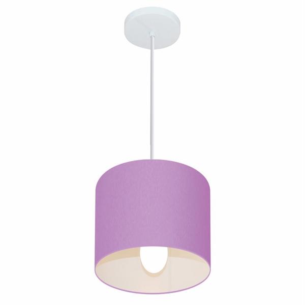 Imagem de Lustre Pendente Cilíndrico Md-4046 Cúpula em Tecido 18x18cm Lilás - Bivolt