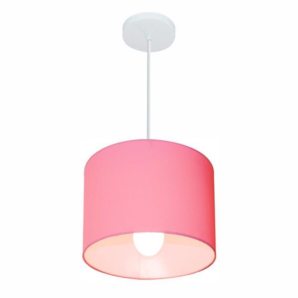 Imagem de Lustre Pendente Cilíndrico Md-4054 Cúpula em Tecido 30x21cm Rosa Bebê - Bivolt