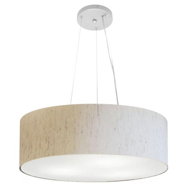 Imagem de Lustre Pendente Cilíndrico Md-4134 Cúpula em Tecido 50x15cm Linho Bege - Bivolt