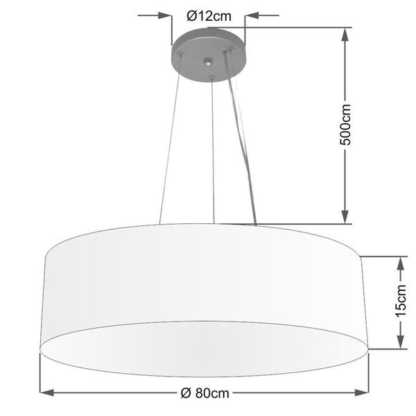 Imagem de Lustre Pendente Cilíndrico Md-4136 Cúpula em Tecido 80x15cm Branco - Bivolt