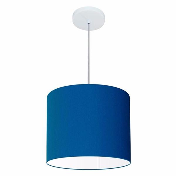 Imagem de Lustre Pendente Cilíndrico Md-4143 Cúpula em Tecido 35x25cm Azul Marinho - Bivolt