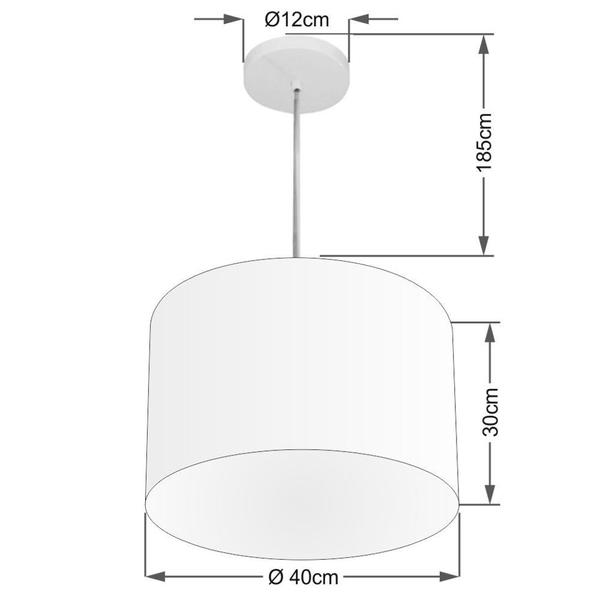 Imagem de Lustre Pendente Cilíndrico Md-4146 Cúpula em Tecido 40x30cm Branco - Bivolt