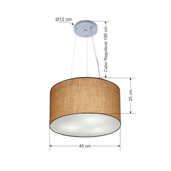 Imagem de Lustre Pendente Cilíndrico Md-4186 Cúpula em Tecido 45x25cm Palha - Bivolt