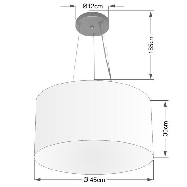 Imagem de Lustre Pendente Cilíndrico Md-4187 Cúpula em Tecido 45x30cm Rustico Cinza - Bivolt