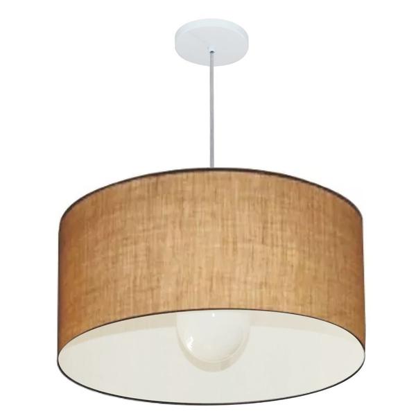 Imagem de Lustre Pendente Cilíndrico Md-4207 Cúpula em Tecido 55x25cm Palha - Bivolt