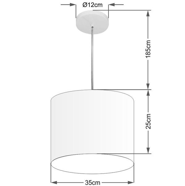 Imagem de Lustre Pendente Cilíndrico Vivare Md-4143 Cúpula em Tecido 35x25cm - Bivolt