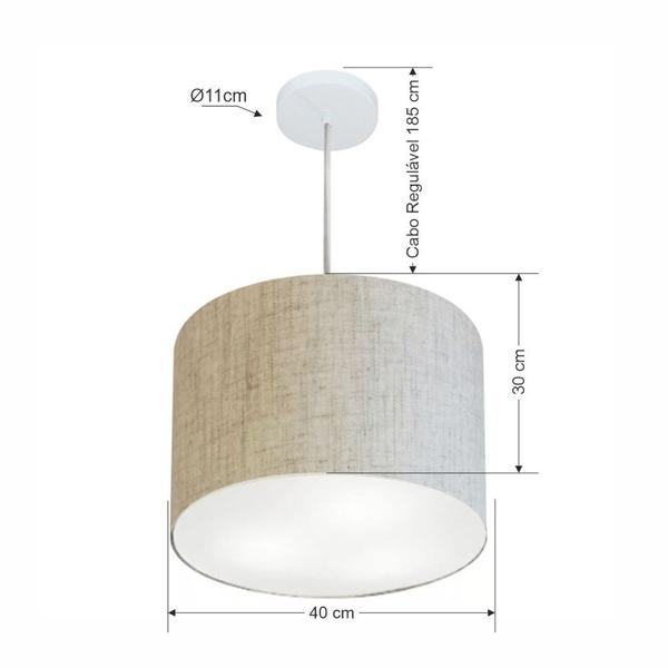 Imagem de Lustre Pendente Cilíndrico Vivare Md-4216 Cúpula em Tecido 40x30cm - Bivolt