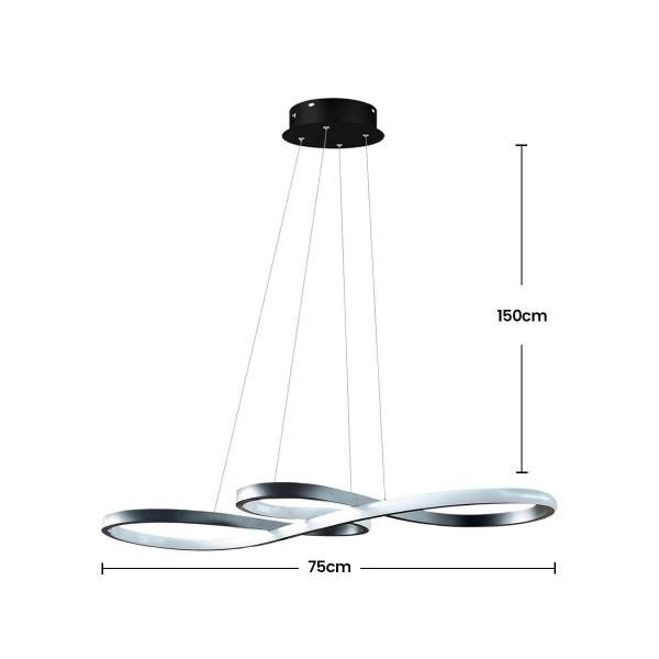 Imagem de Lustre Pendente Clave 3 Em 1 Curvas Led Preto Luxo