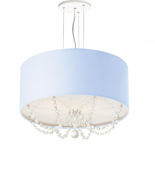 Imagem de Lustre Pendente Com Cristais Cilíndrica 30X15 Azul