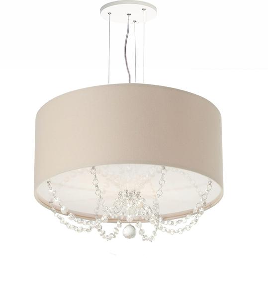 Lustre Pendente Com Cristais Cilíndrica 30X15 Cáqui - Tom luz Imagem de Lustre Pendente Com Cristais Cilíndrica 30X15 Cáqui