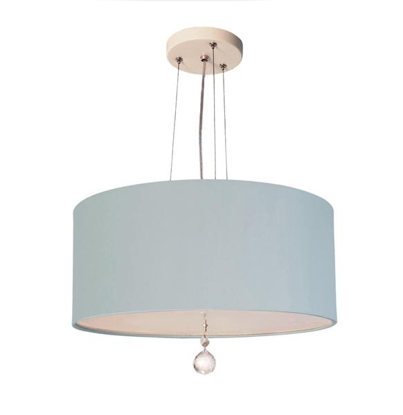 Lustre Pendente Com Cristal Cúpula Azul 30x15 2E27 - Tom Luz Imagem de Lustre Pendente Com Cristal Cúpula Azul 30x15 2E27