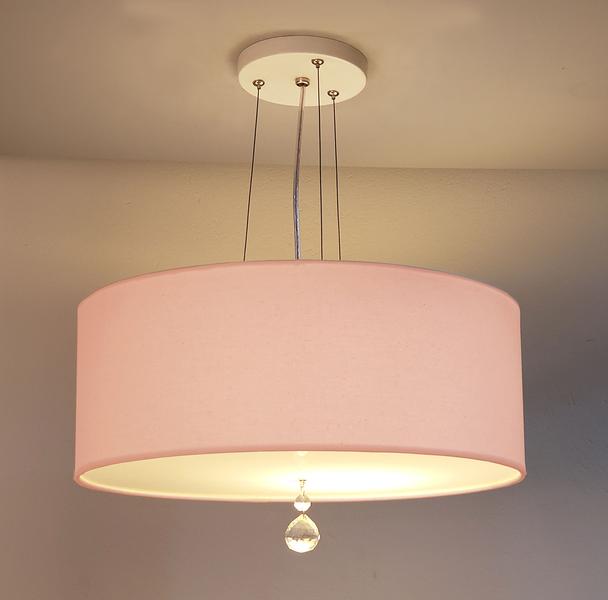 Imagem de Lustre Pendente Com Cristal Cúpula Rosa 40x15 2e27