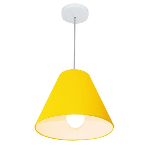 Imagem de Lustre Pendente Cone Md-4028 Cúpula em Tecido 25/30x12cm Amarelo - Bivolt