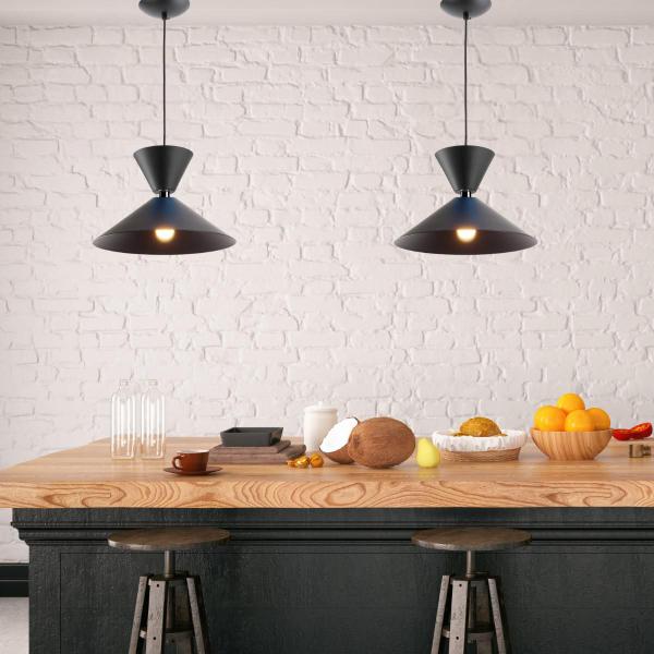 Imagem de Lustre Pendente Cone Moderno Draft Mesa Balcão Gourmet Preto Spotline