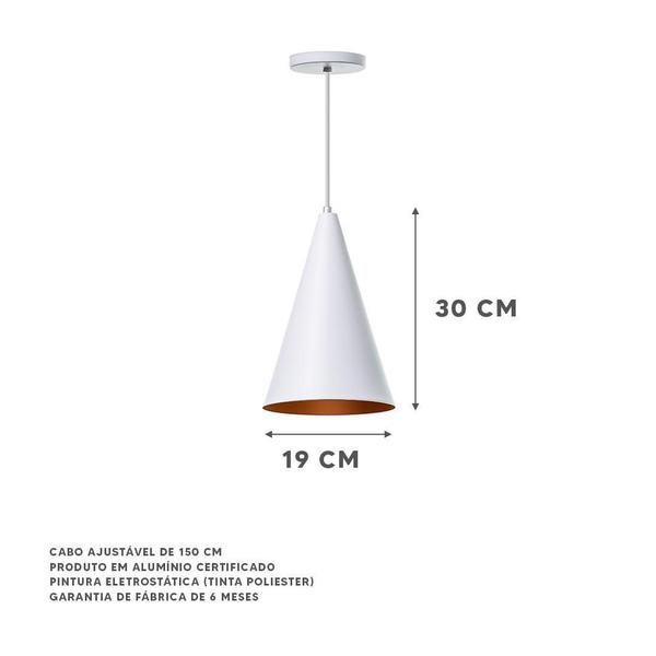 Imagem de Lustre Pendente Cone P Em Alumínio Branco 30cm